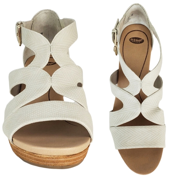 New Dr scholl's bailey faux leather wedge sandals oyster Size 11 - Picture 4 of 13